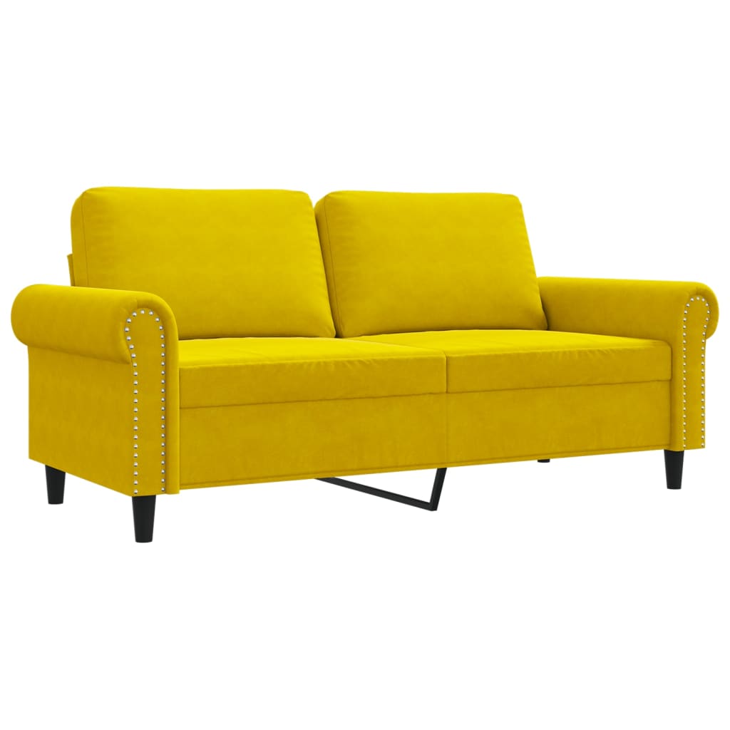 Divano a 2 Posti giallo 140 cm in Velluto