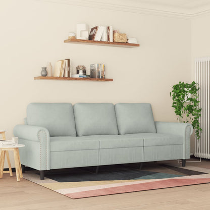 Divano a 3 Posti Grigio Chiaro 180 cm in Velluto