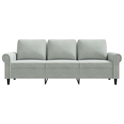 Divano a 3 Posti Grigio Chiaro 180 cm in Velluto