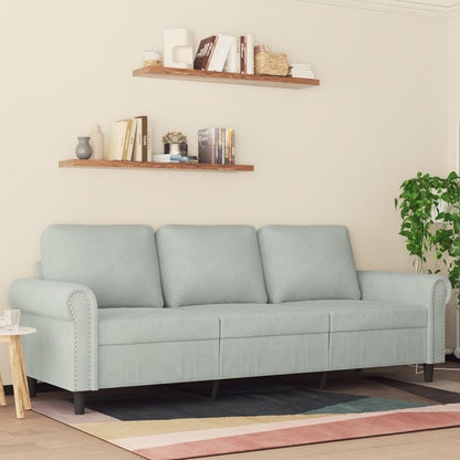 Divano a 3 Posti Grigio Chiaro 180 cm in Velluto