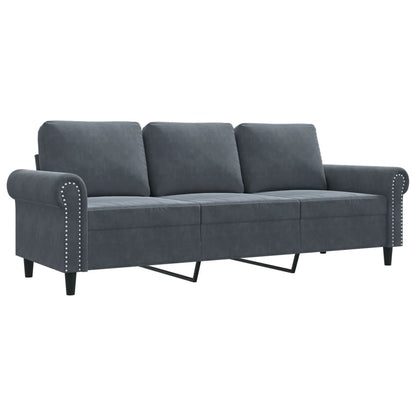 Divano a 3 Posti Grigio Scuro 180 cm in Velluto