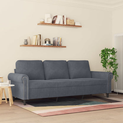 Divano a 3 Posti Grigio Scuro 180 cm in Velluto