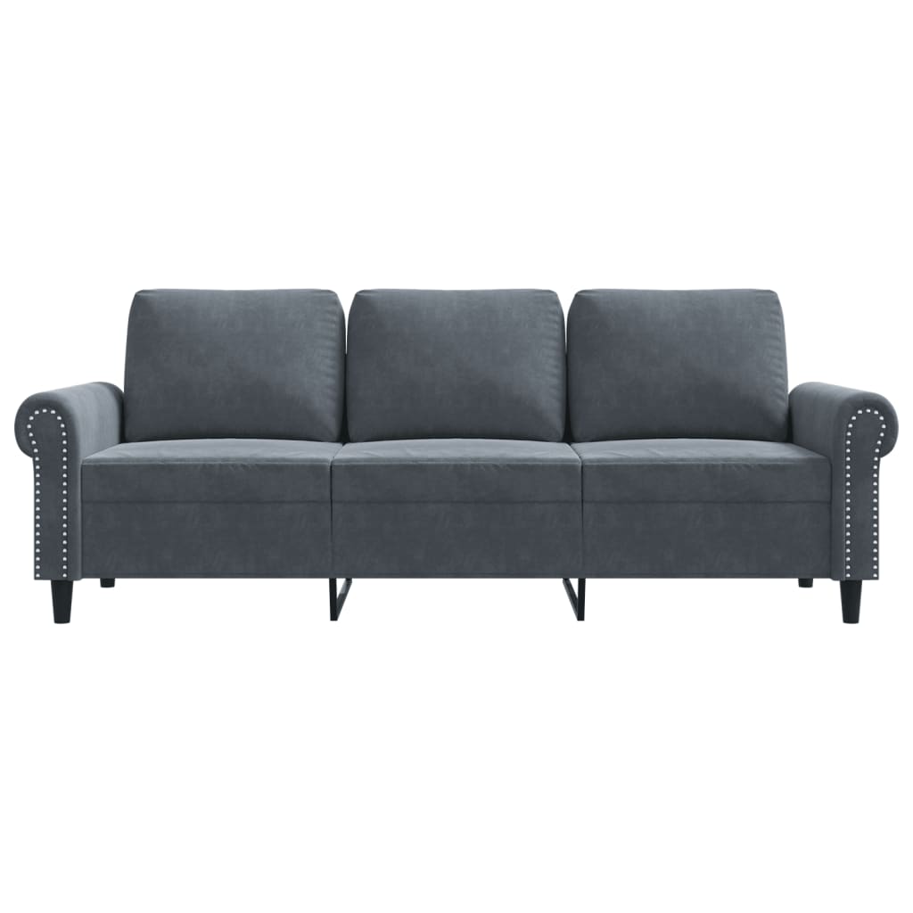 Divano a 3 Posti Grigio Scuro 180 cm in Velluto