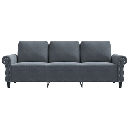 Divano a 3 Posti Grigio Scuro 180 cm in Velluto