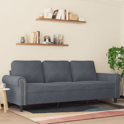 Divano a 3 Posti Grigio Scuro 180 cm in Velluto