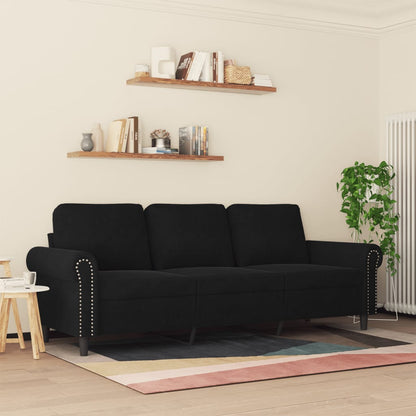 Divano a 3 Posti Nero 180 cm in Velluto