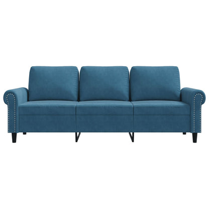 Divano a 3 Posti Blu 180 cm in Velluto