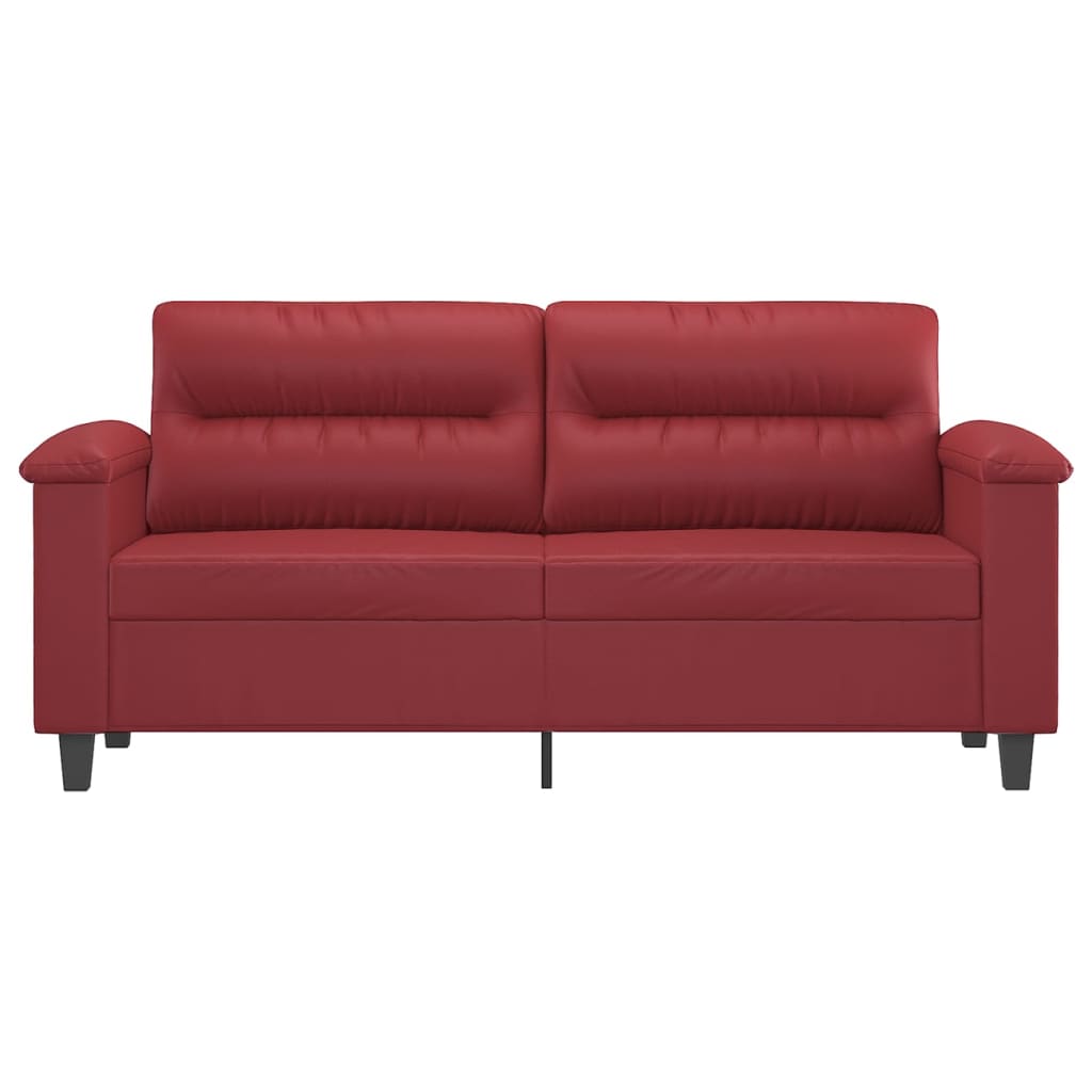 Divano a 2 Posti Rosso Vino 140 cm in Similpelle
