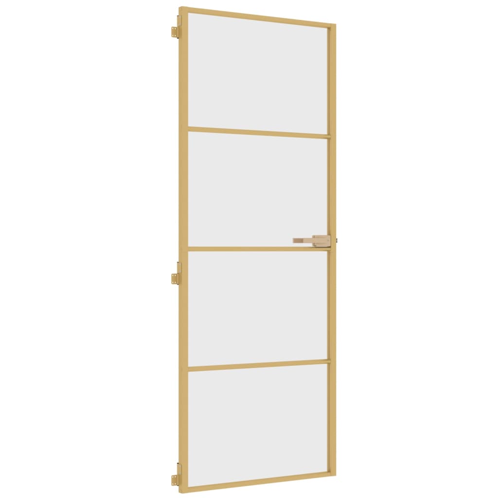 Porta Interni Sottile Oro 76x201,5cm Vetro Temperato Alluminio