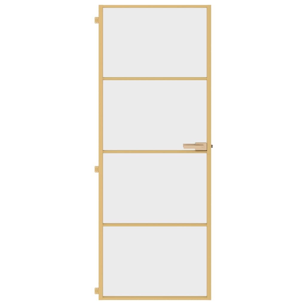 Porta Interni Sottile Oro 76x201,5cm Vetro Temperato Alluminio