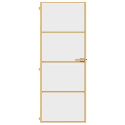 Porta Interni Sottile Oro 76x201,5cm Vetro Temperato Alluminio