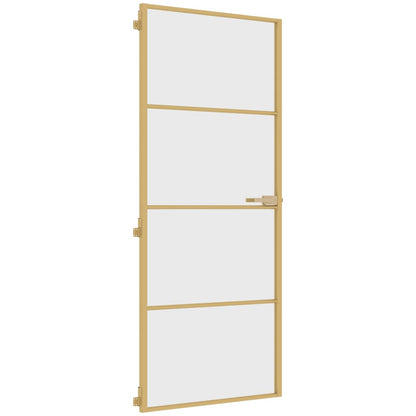 Porta Interni Sottile Oro 83x201,5cm Vetro Temperato Alluminio