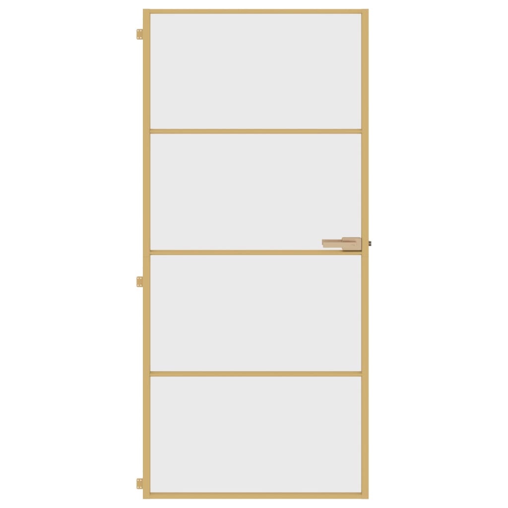 Porta Interni Sottile Oro 93x201,5cm Vetro Temperato Alluminio