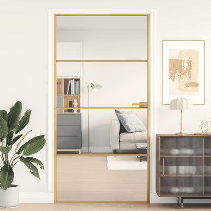 Porta Interni Sottile Oro 102,5x201,5 Vetro Temperato Alluminio