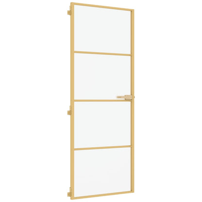 Porta Interni Sottile Oro 76x201,5cm Vetro Temperato Alluminio
