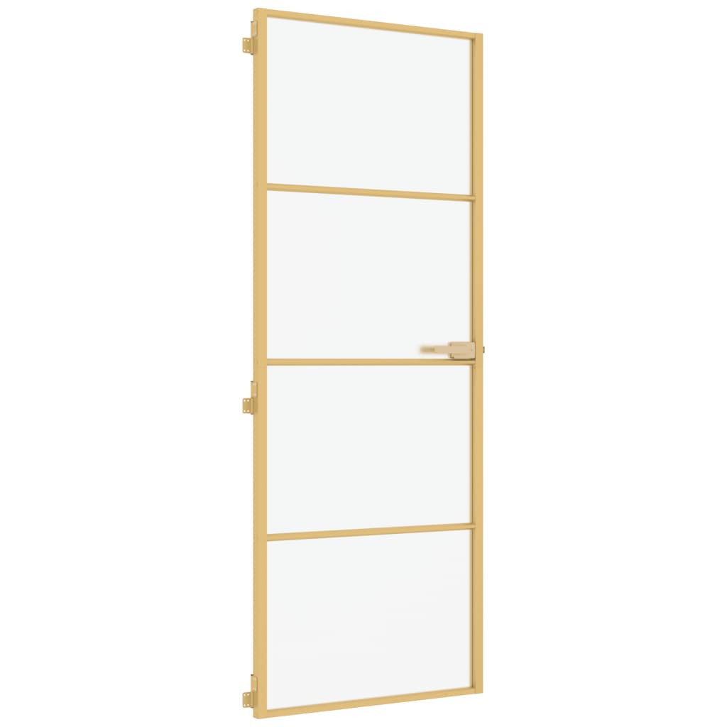Porta Interni Sottile Oro 76x201,5cm Vetro Temperato Alluminio