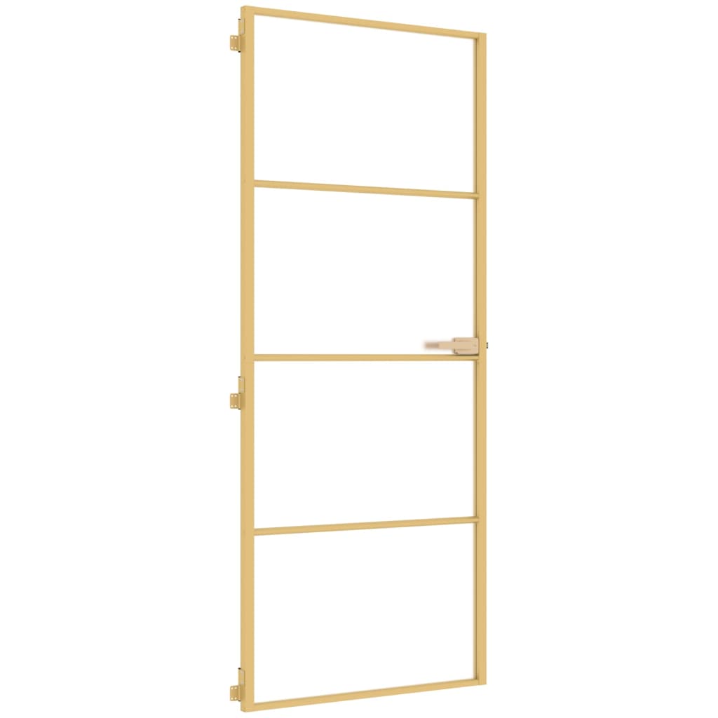 Porta Interni Sottile Oro 83x201,5cm Vetro Temperato Alluminio