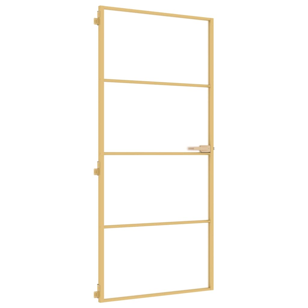 Porta Interni Sottile Oro 93x201,5cm Vetro Temperato Alluminio