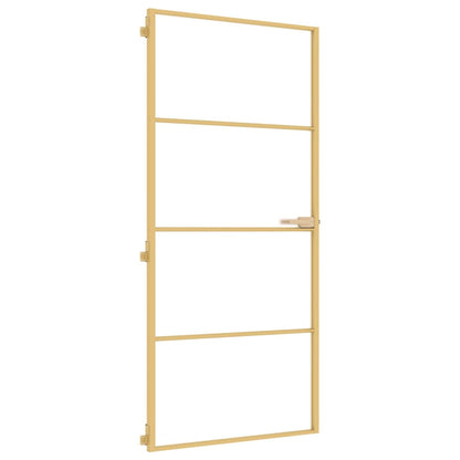 Porta Interni Sottile Oro 93x201,5cm Vetro Temperato Alluminio