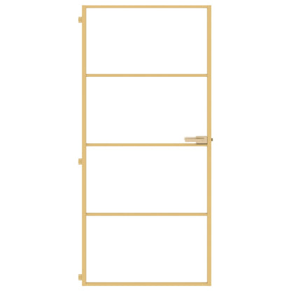 Porta Interni Sottile Oro 93x201,5cm Vetro Temperato Alluminio