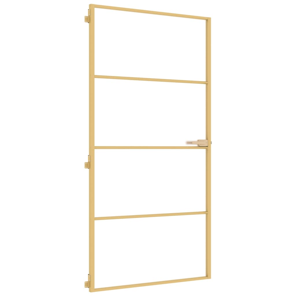 Porta Interni Sottile Oro 102,5x201,5 Vetro Temperato Alluminio