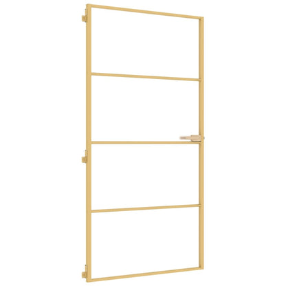 Porta Interni Sottile Oro 102,5x201,5 Vetro Temperato Alluminio
