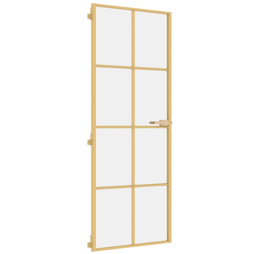 Porta Interni Sottile Oro 76x201,5cm Vetro Temperato Alluminio