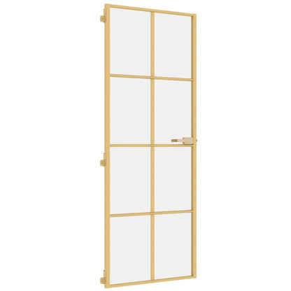 Porta Interni Sottile Oro 76x201,5cm Vetro Temperato Alluminio
