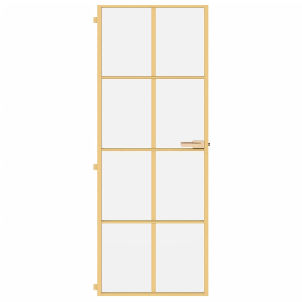 Porta Interni Sottile Oro 76x201,5cm Vetro Temperato Alluminio