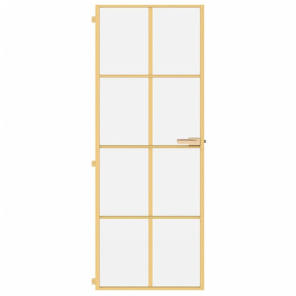 Porta Interni Sottile Oro 76x201,5cm Vetro Temperato Alluminio