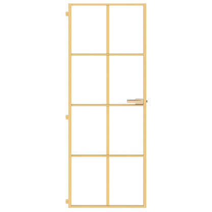 Porta Interni Sottile Oro 76x201,5cm Vetro Temperato Alluminio