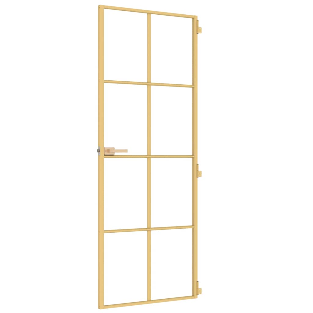 Porta Interni Sottile Oro 76x201,5cm Vetro Temperato Alluminio
