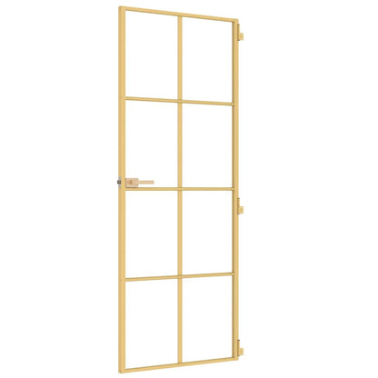Porta Interni Sottile Oro 76x201,5cm Vetro Temperato Alluminio