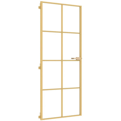 Porta Interni Sottile Oro 83x201,5cm Vetro Temperato Alluminio