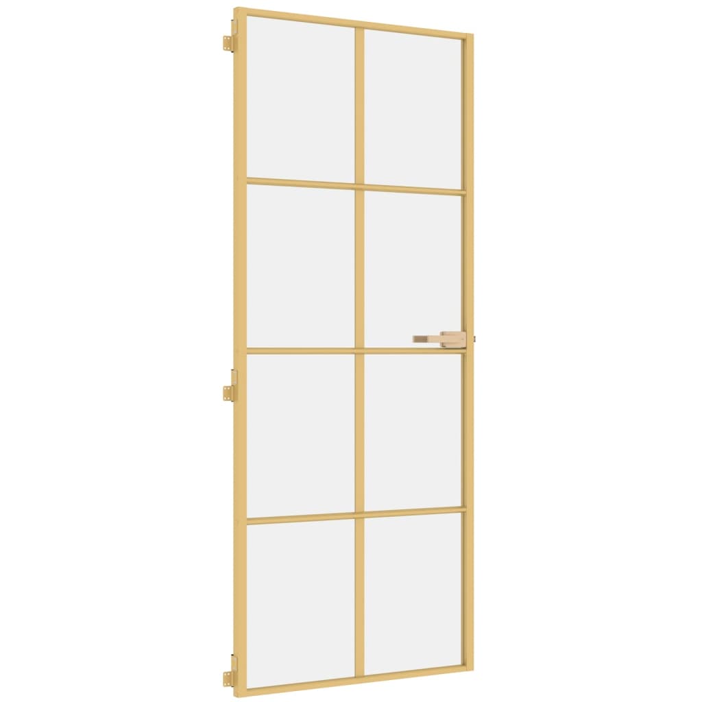 Porta Interni Sottile Oro 83x201,5cm Vetro Temperato Alluminio