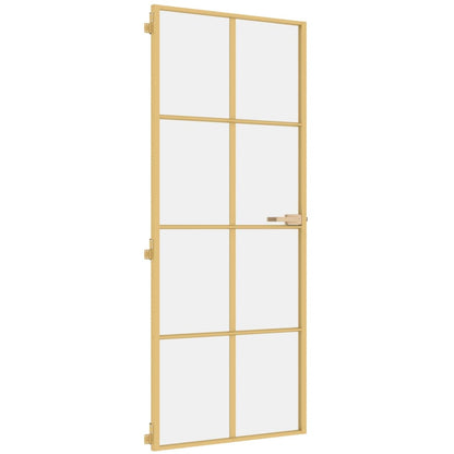 Porta Interni Sottile Oro 83x201,5cm Vetro Temperato Alluminio
