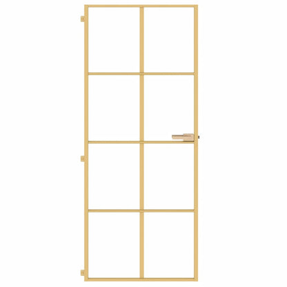 Porta Interni Sottile Oro 83x201,5cm Vetro Temperato Alluminio