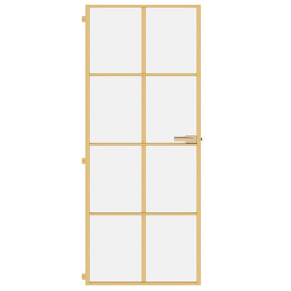 Porta Interni Sottile Oro 83x201,5cm Vetro Temperato Alluminio