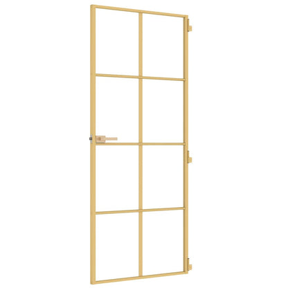 Porta Interni Sottile Oro 83x201,5cm Vetro Temperato Alluminio