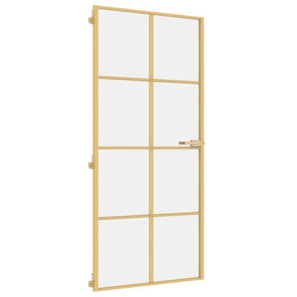 Porta Interni Sottile Oro 93x201,5cm Vetro Temperato Alluminio