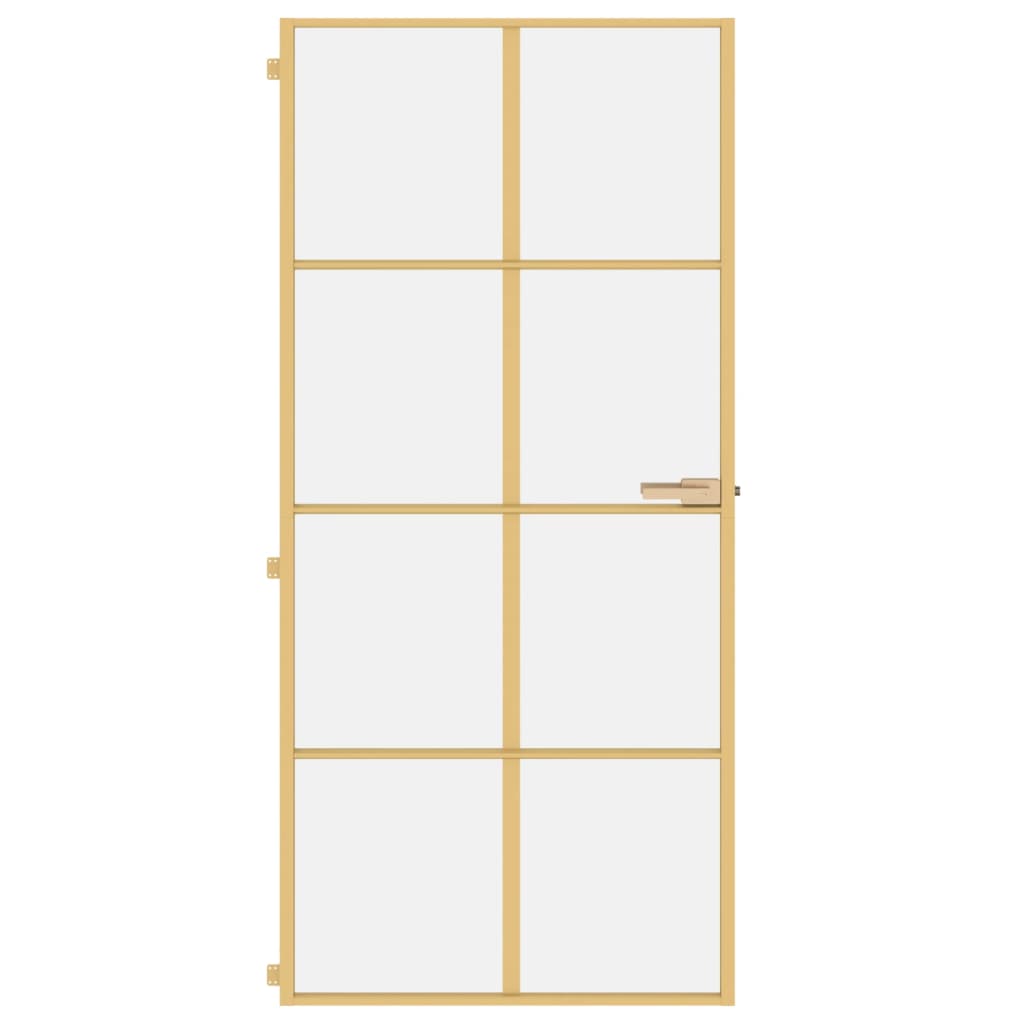 Porta Interni Sottile Oro 93x201,5cm Vetro Temperato Alluminio