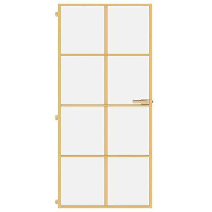 Porta Interni Sottile Oro 93x201,5cm Vetro Temperato Alluminio