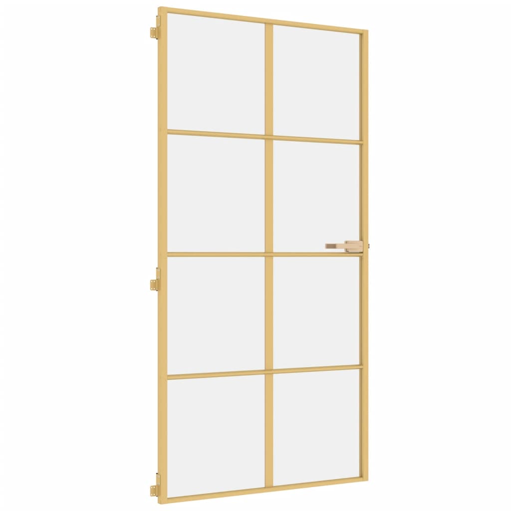 Porta Interni Sottile Oro 102,5x201,5 Vetro Temperato Alluminio