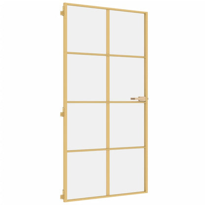 Porta Interni Sottile Oro 102,5x201,5 Vetro Temperato Alluminio