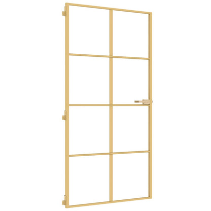 Porta Interni Sottile Oro 102,5x201,5 Vetro Temperato Alluminio