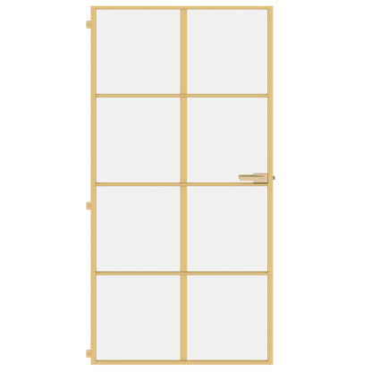Porta Interni Sottile Oro 102,5x201,5 Vetro Temperato Alluminio
