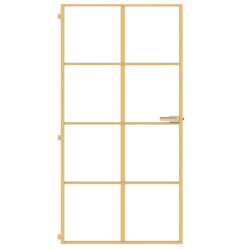 Porta Interni Sottile Oro 102,5x201,5 Vetro Temperato Alluminio