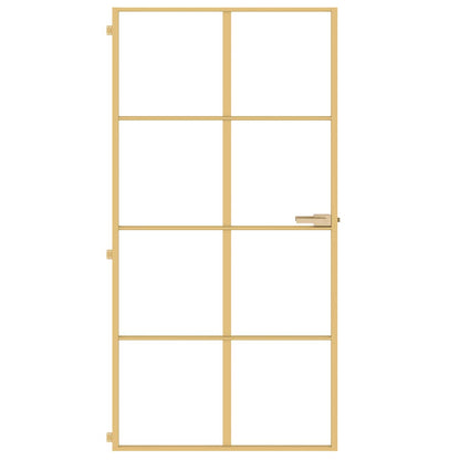 Porta Interni Sottile Oro 102,5x201,5 Vetro Temperato Alluminio