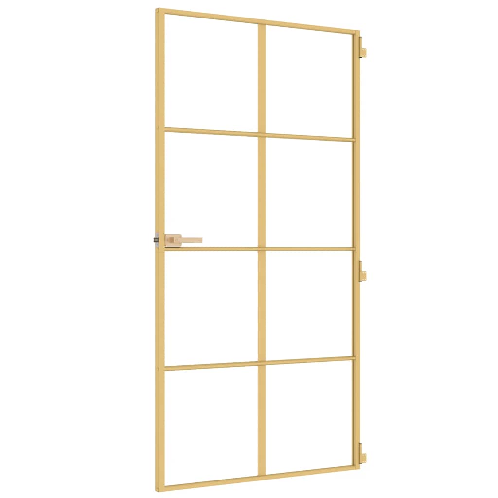 Porta Interni Sottile Oro 102,5x201,5 Vetro Temperato Alluminio