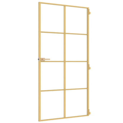 Porta Interni Sottile Oro 102,5x201,5 Vetro Temperato Alluminio